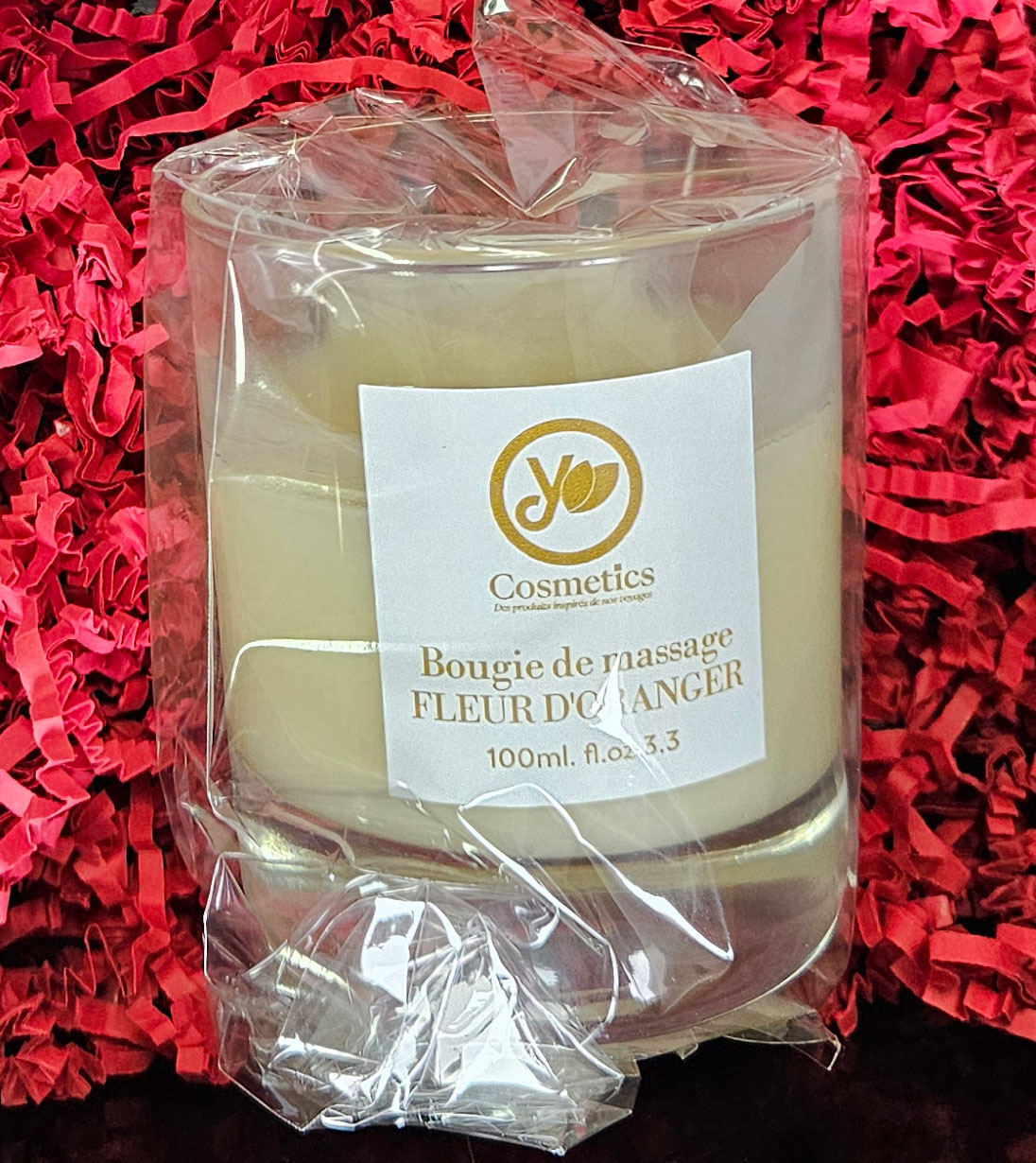 Bougie de massage à l'huile de fleur d'oranger